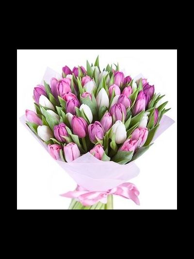 Букет из 51 тюльпана "Весенний поцелуй"