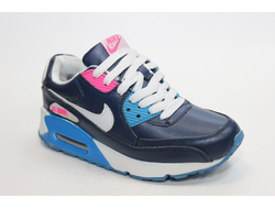 Nike Air Max 90 синие, кожа мех (36-41) Арт: 008M