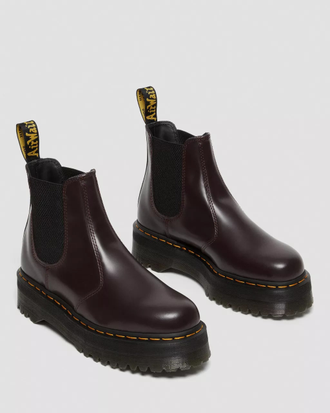 Dr Martens 2976 Smooth Leather Platform Chelsea Boots Bordo