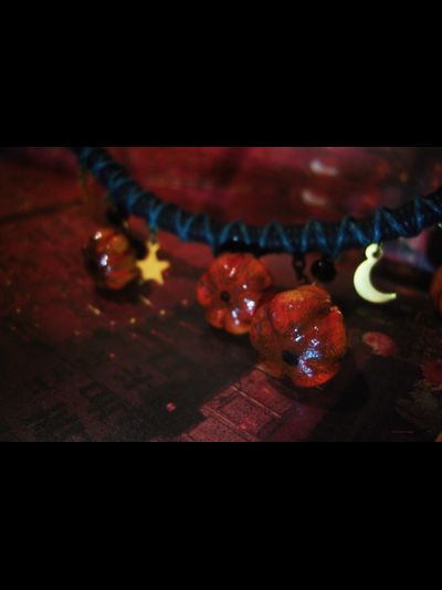 "Время Самайна", комплект украшений (серьги и колье) с тыквами к Хэллоуину