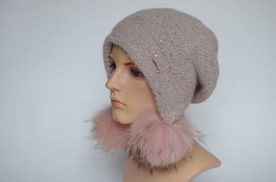 Vizio Италия 8022 ушанка с помпонами розовая 17 цвет