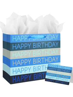 Пакет подарочный с тишью + открытка 33*12*26 см