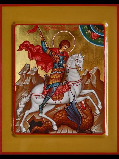Георгий Победоносец. 22х28см. Рукописная икона.