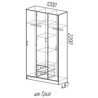 Шкаф 3-х створчатый ТРИО  (1200х2200х487)