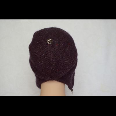 Итальянская шапка капор с пайетками Vizio Италия 6161 сливовая