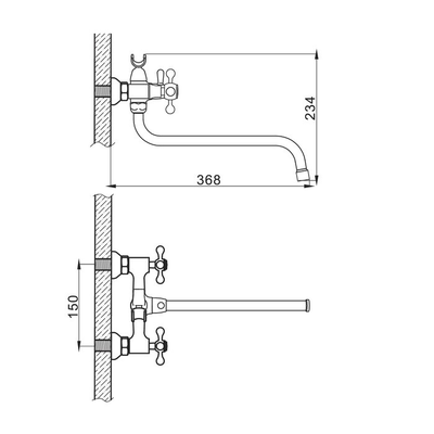 Cмеситель для ванны и душа,с двумя рукоятками, Латунь, Хром, Accoona A7578
