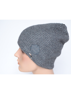 Темно - серая шапка из альпака и шелка Vizio Италия 9015 CL фото