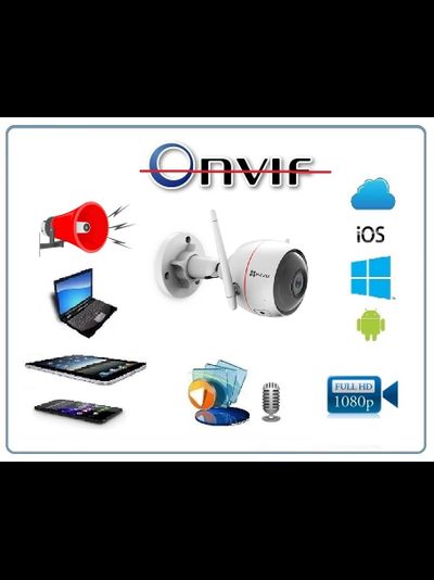 EZVIZ Husky Air (C3W)  CS-CV310-A0-1B2WFR уличная WiFi видеокамера с сиреной 100 дб., встроенный микрофон, с DVR. Full HD 2 Mp