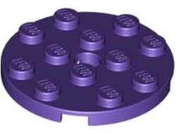 Plate, Round 4 x 4 with Hole, Dark Purple (60474 / 4568772 / 6249240)