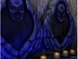 Pedestals with faces for masks
