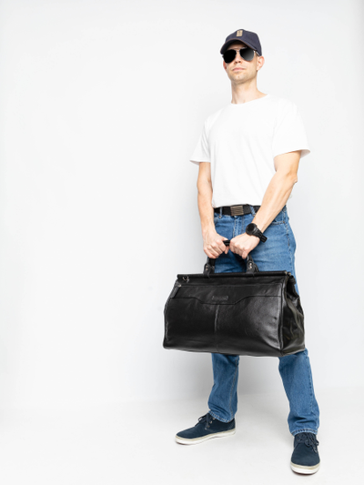 Кожаный саквояж Otranto black (арт. 4006-01)