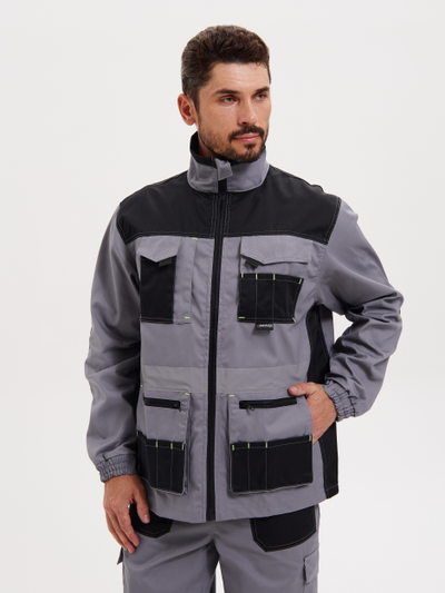 Костюм  КАНЗАС ткань 240гр, СОП, куртка+п/к, цвет св.серый с черным Арт.75824