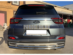 Защита заднего бампера двойная Папа Тюнинг d60/42 для Chery Tiggo 4 Pro 2022-