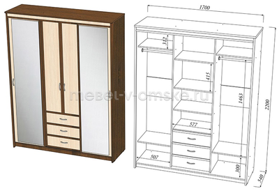 Шкаф-купе Карина 1,7 с 2 зеркалами