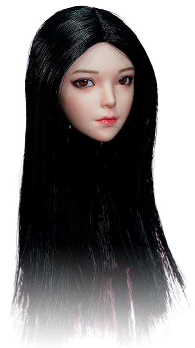 Женская голова (скульпт) с длинными волосами (черные) 1/6 scale  (SDDX04С) - SUPER DUCK
