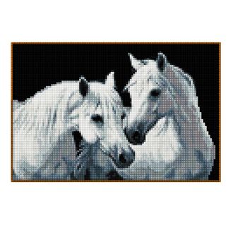 Алмазная мозаика Anya Белые лошади-20х30см.
