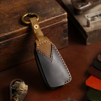 Чёрный кожаный чехол для выкидного ключа ford focus 3, mondeo 4