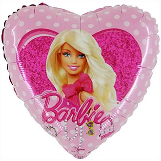 Шар (18&#039;&#039;/46 см) Сердце, Барби Принцесса, Розовый, 1 шт.