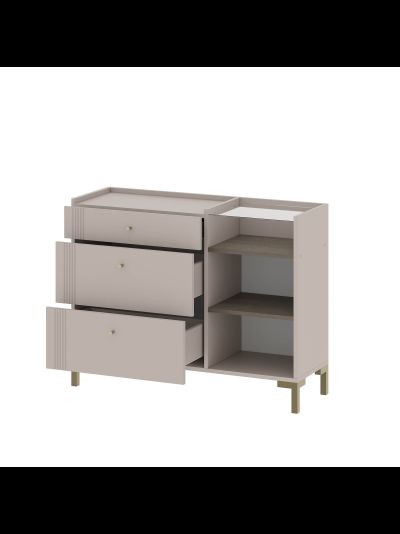 Одетта Комод с ящиками и створкой (КМ1)  Дуб Эндгрей/Меланж