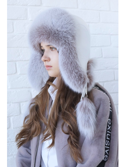 Ушанка "Полярная звезда" цвет белый + кофе с молоком (копия)