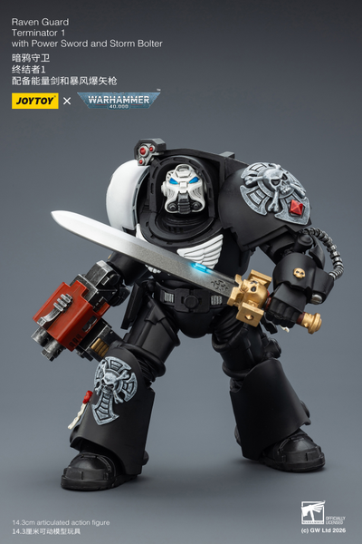 Терминатор Гвардии Ворона (Warhammer 40K) - КОЛЛЕКЦИОННАЯ ФИГУРКА 1/18 Raven Guard Terminator with Power Sword and Storm Bolter (JT03240) - JOYTOY