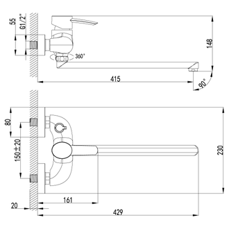 Смеситель для ванны Atlantiss LM3217C