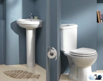 Раковина Creavit Corner VT145.000, 32 см, с пьедесталом VT253.000, угловая