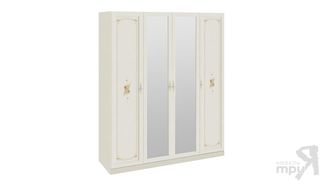 Шкаф для одежды и белья с 2 глухими дверями и 2 зеркальными «Лючия»