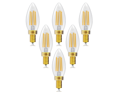 Светодиодная филаментная лампа с цоколем Е12, эквивалент 40Вт, 220 Вольт, Температура 3000К