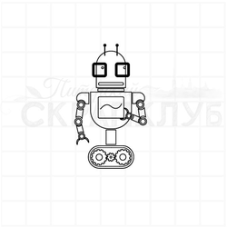 Штамп для скрапбукинга робот на моноколесе