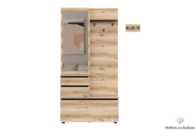 Берген вешалка с зеркалом прихожая Дуб делано/Венге