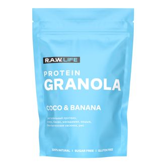 Гранола протеиновая "PROTEIN GRANOLA COCO & BANANA", 220г (R.A.W.LIFE)