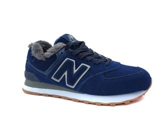 New Balance 574 Синие с белым, мех женские (36-40) Арт: 022F