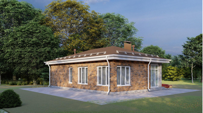 Одноэтажный дом с двумя спальнями 93м² (S60)