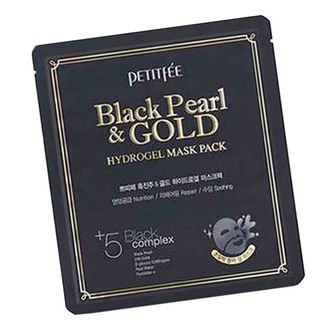 Маска гидрогелевая Petitfee Black Pearl & Gold Hydrogel Mask Pack с чёрной жемчужной пудрой и золотом