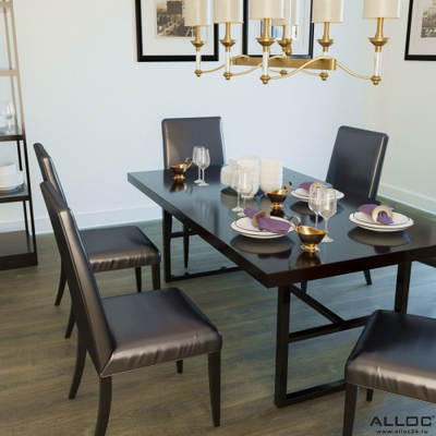 Декор ламината Alloc Grand Avenue Мэдисон Авеню 9001 в интерьере комнаты