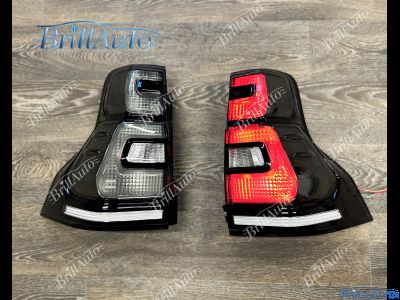 Стопы Toyota Land Cruiser Prado 150 2009-2017 стиль 2018+ с анимацией (дымчатые)