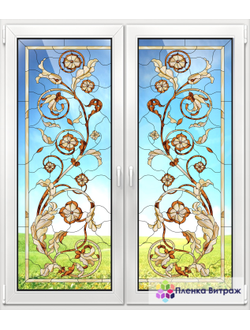 Витражная пленка, витражная пленка самоклеющаяся, пленочный витраж с классическим рисунком
