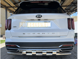 Защита заднего бампера двойная с перемычками d53/42 для Kia Sorento 2020-