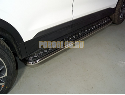 Пороги с площадкой 42,4 мм ТСС для Geely Coolray 2020-2024