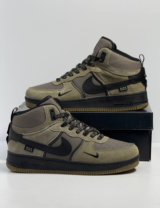 Nike Air Force 1 Mid Green Black Зимние