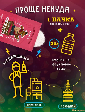 Спиртовые турбо дрожжи Мишка гонит фрукты, 70 г