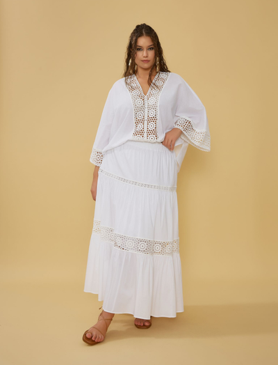 Юбка макси с шитьем