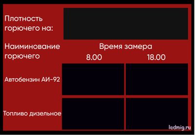 Табло для внесения плотности горючего 690*1000мм