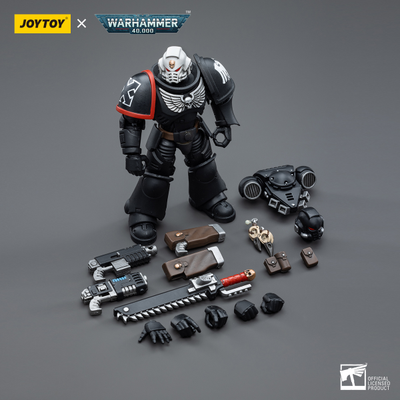 Сержант-интерцессор Гвардии Ворона (Warhammer 40k) - КОЛЛЕКЦИОННАЯ ФИГУРКА 1/18 Raven Guard Intercessors Sergeant Ashan (JT4584) - JOYTOY