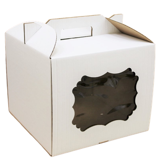Коробка для торта с ручками с/о (белая, Т22В), 300*300*250мм
