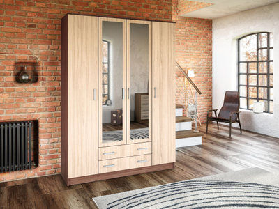 Квадро шкаф Ясень шимо темный/Ясень шимо светлый