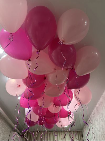 Шары ярко и нежно розовые 30 шт под потолок
