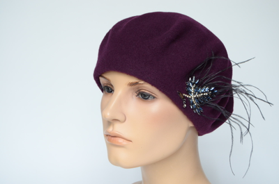 Берет Vizio с перьями фетровый