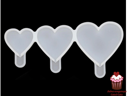 Силиконовая форма для леденцов "Сердца 3 в 1"